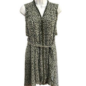 All Saints Women's Gray Black Floral Zipper Neck Dress Size Small Knee Length